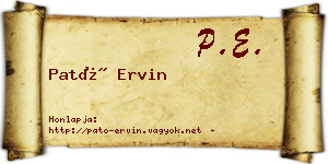 Pató Ervin névjegykártya